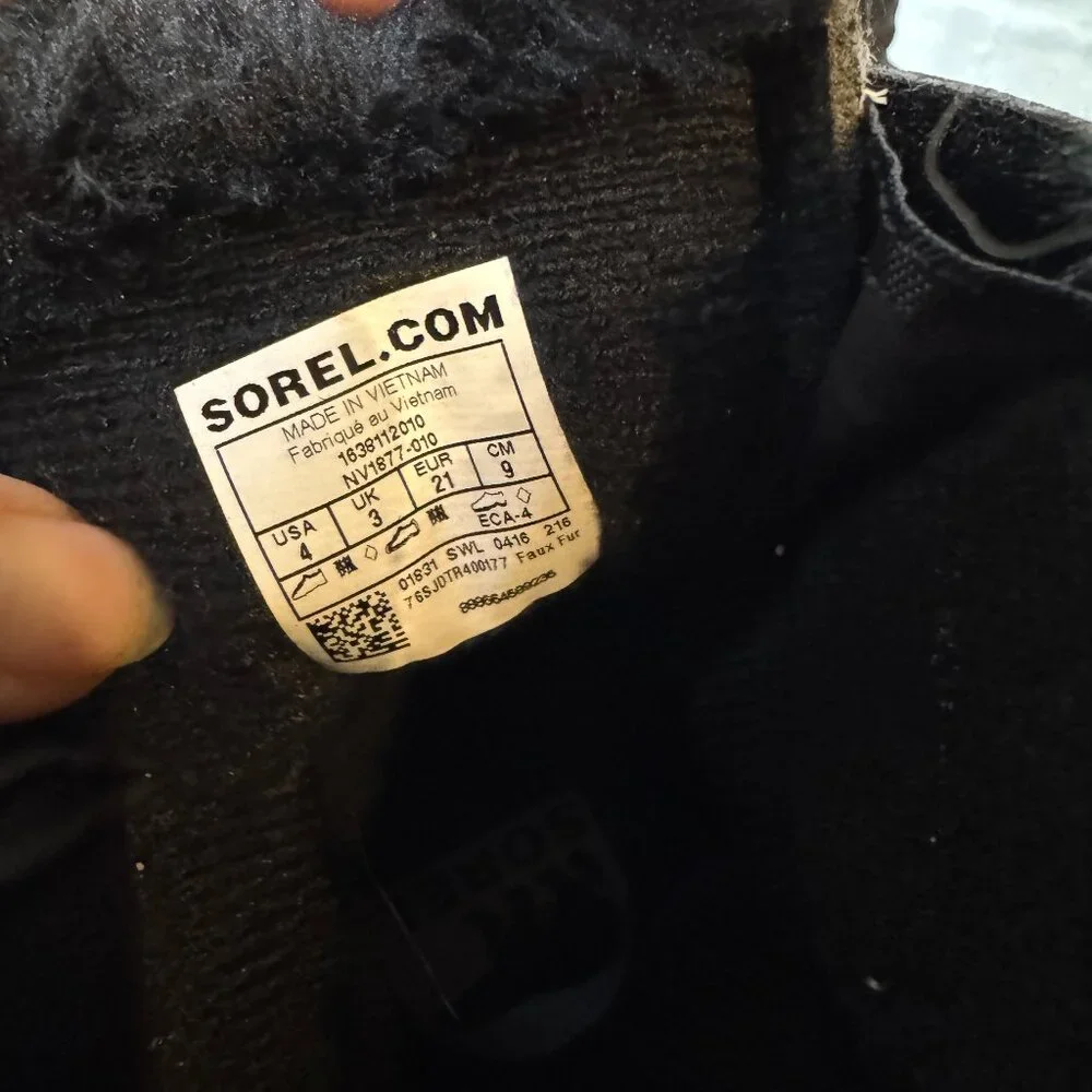 Sorel Toddler‎ Snow Black Charcoal Commander Boot Size 4 NWOT